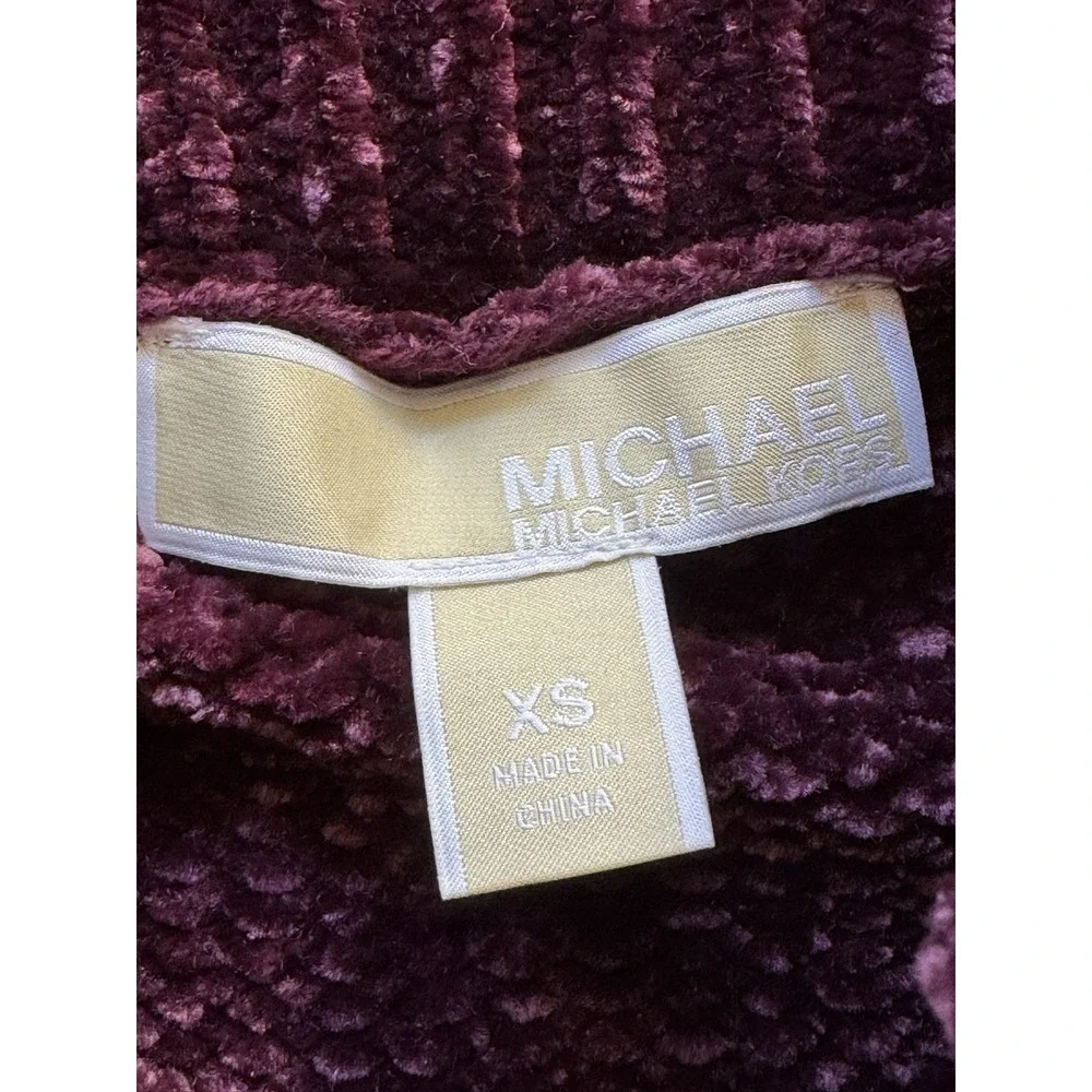 Michael Kors Burgundy Chenille Knit Cowl Neck Pullover Sweater Size XS Soft Cozy